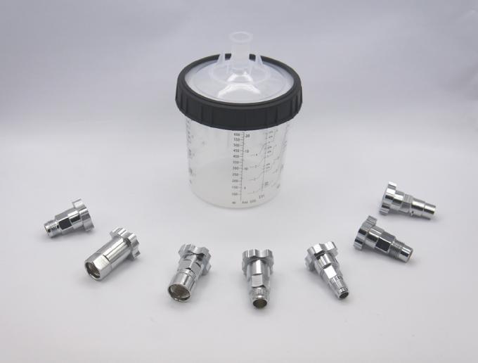 Various adapters convert different brand spray gun to work with pps