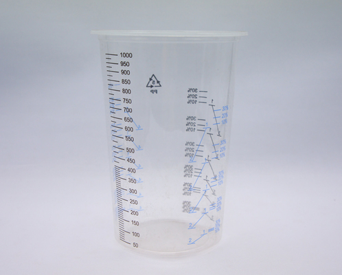 China 1000ml Disposable Mixing cup Auto Plastic Single Use plastic pots measuring printed cup calibrated-up cup supplier